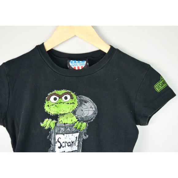 Junk Food Oscar the Grouch Scram Vintage Junior's Small Black Tee - Picture 4 of 8